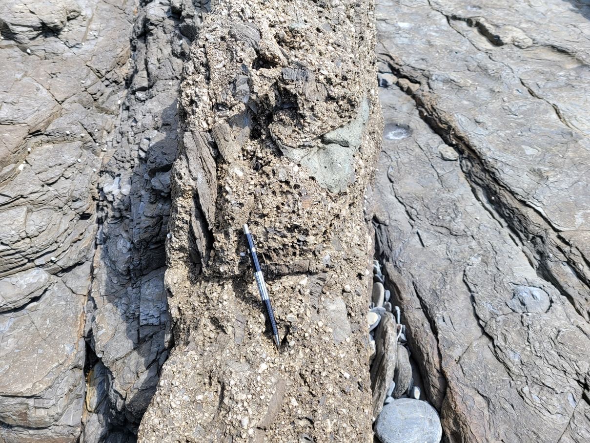 쇄설성 암맥의 근접사진