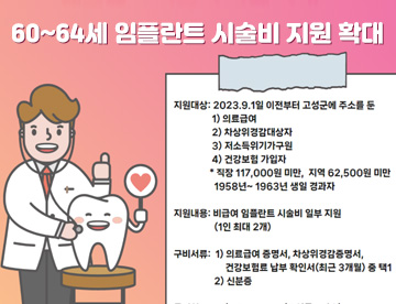 60~64세 임플란트 시술비 지원 확대